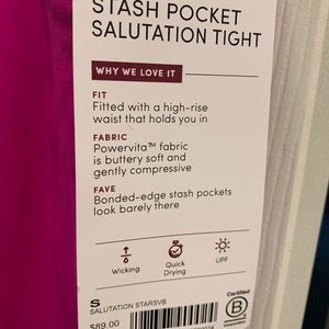 Athleta Pants - Athleta Stash Pocket Salutation Tight Athleta Pants - Athleta Stash Pocket Salutation Tight